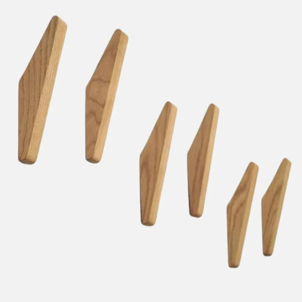 Handmade Wooden Wall Hooks - Set of 4 Boho Natural Wood