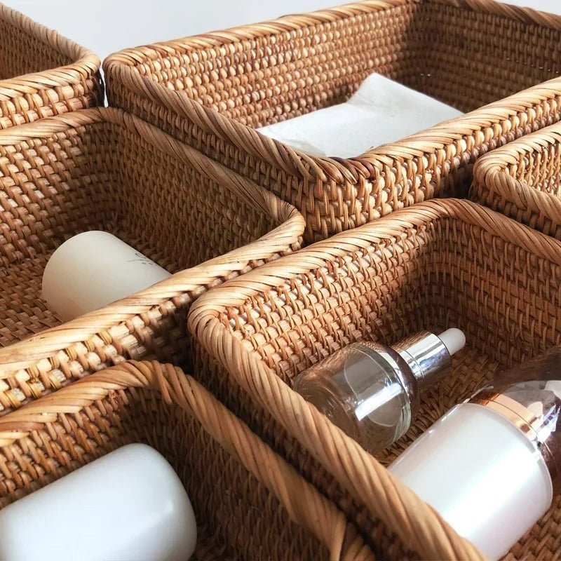 Handwoven Rattan Multipurpose Rectangular Storage