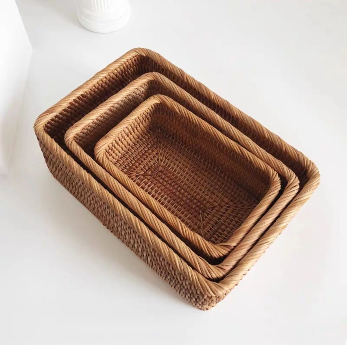 Handwoven Rattan Multipurpose Rectangular Storage