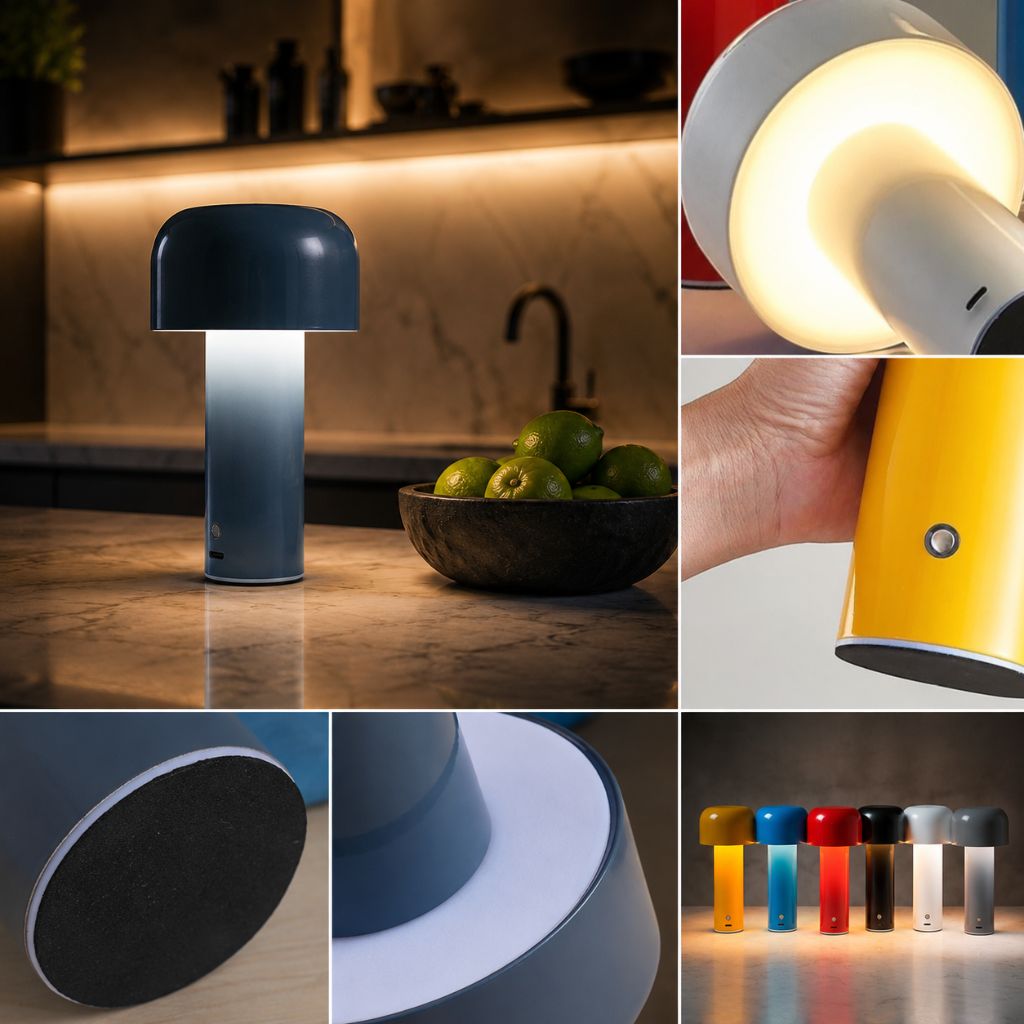 Italian Cordless Table Lamp with Tricolor Dimming