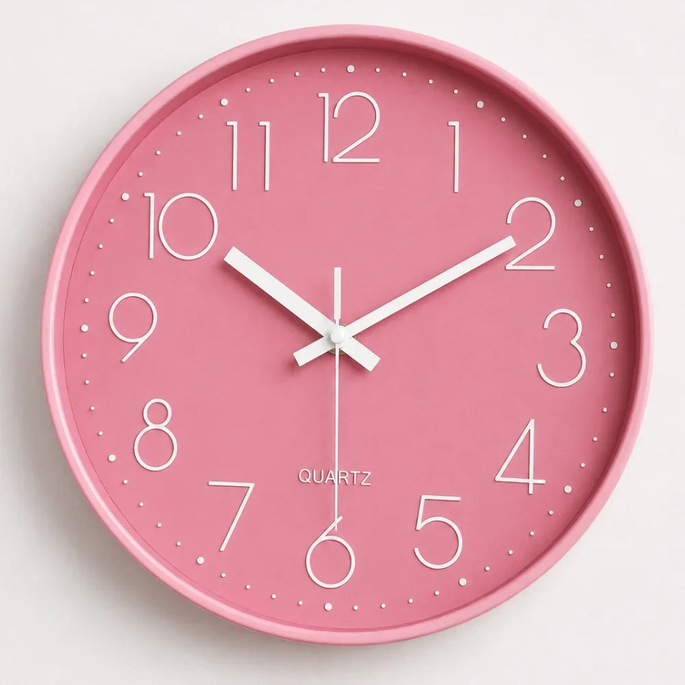 Large Pink Wall Clock Quartz Minimalist Nordic Style