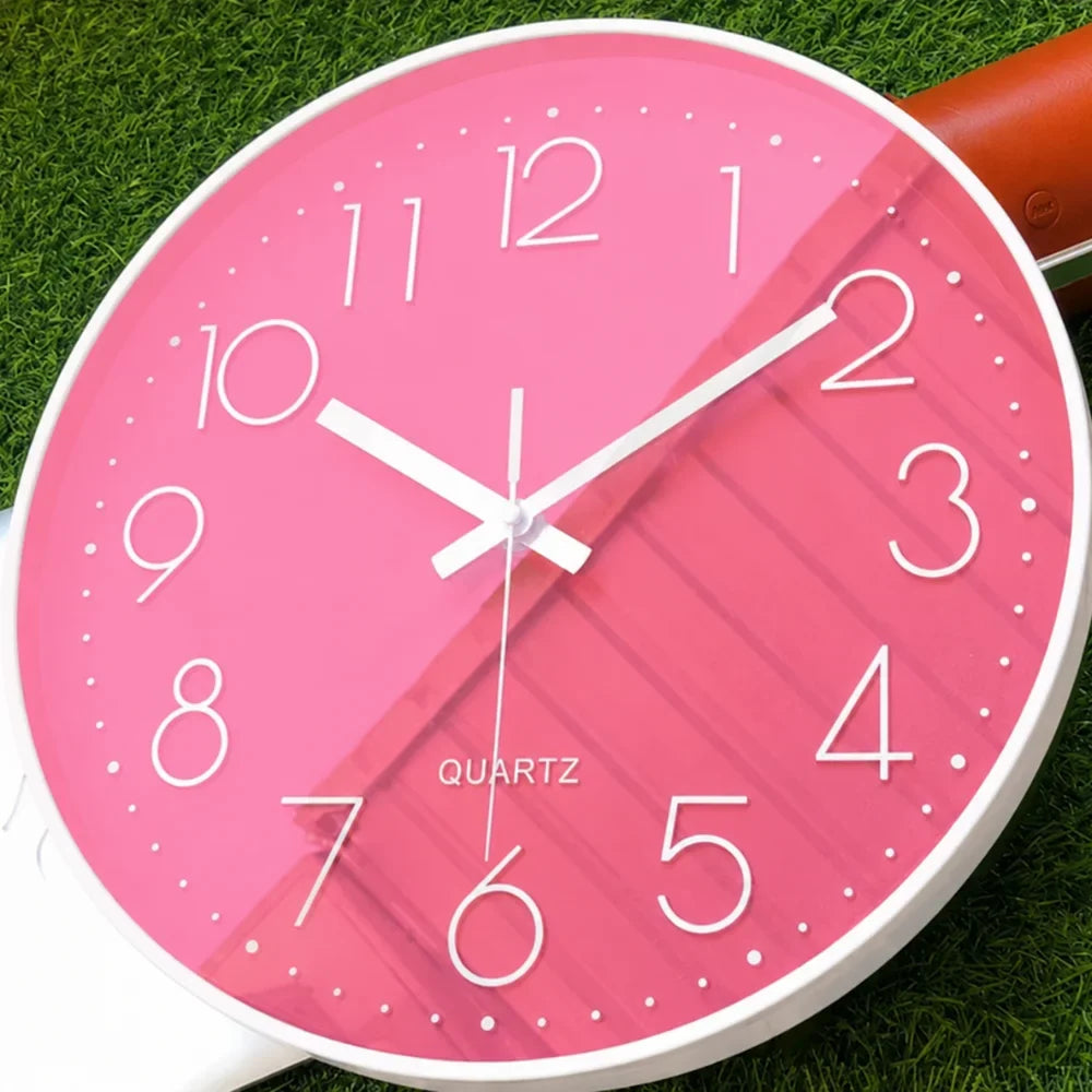 Large Pink Wall Clock Quartz Minimalist Nordic Style