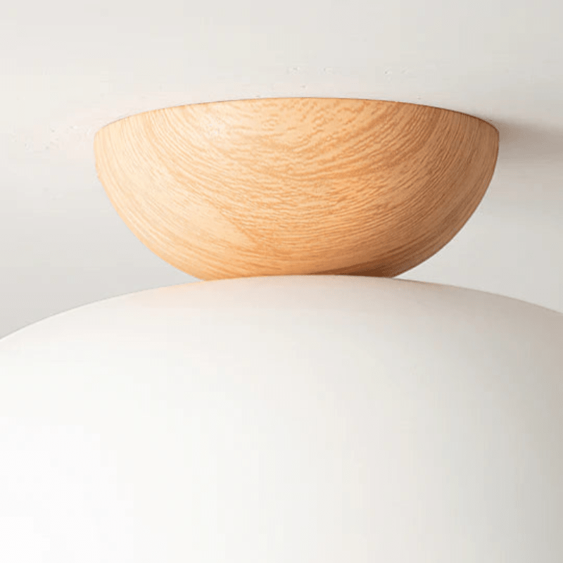 Nordic Dome Flush Ceiling Light with Wooden Cap