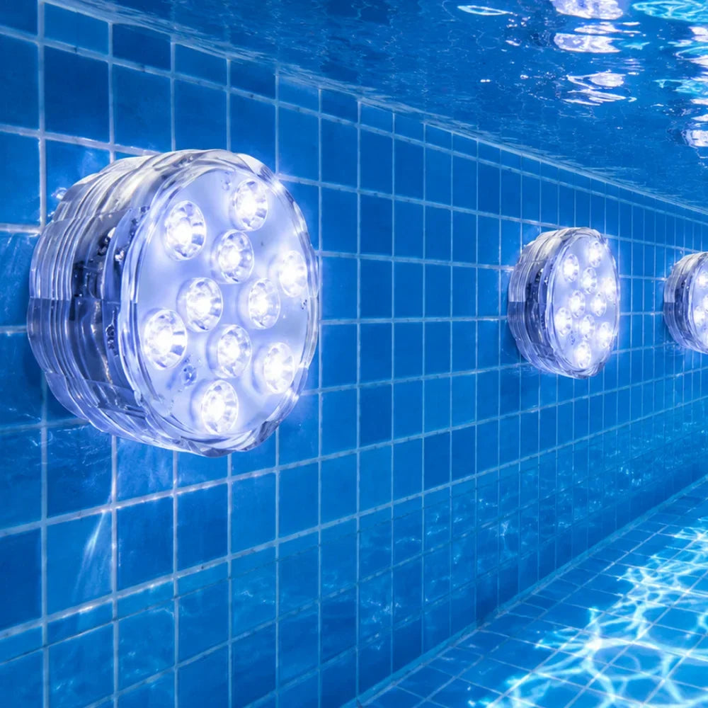 LED Submersible Pool Light RGB IP68 Remote Control - Suction Cup Mount