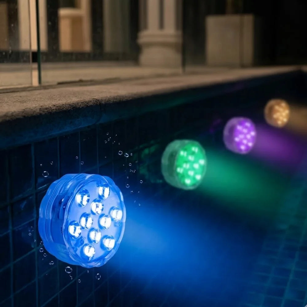 LED Submersible Pool Light RGB IP68 Remote Control - Suction Cup Mount