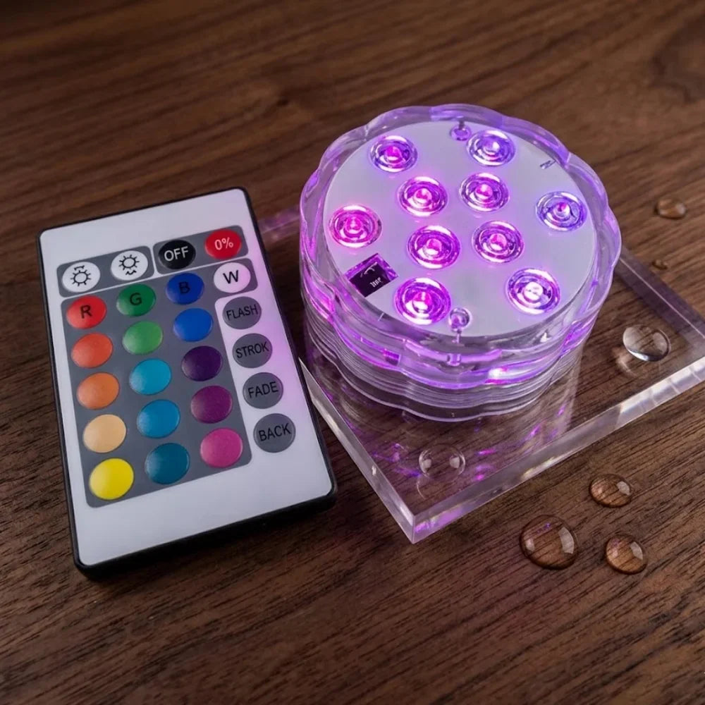 LED Submersible Pool Light RGB IP68 Remote Control - Suction Cup Mount