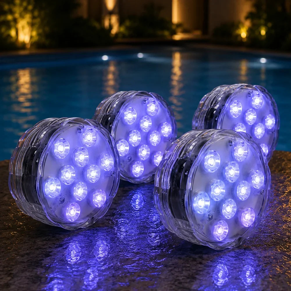 LED Submersible Pool Light RGB IP68 Remote Control - Suction Cup Mount