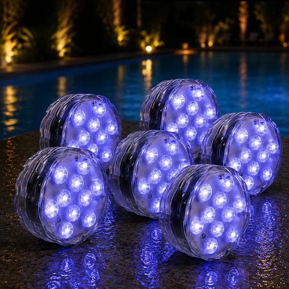 LED Submersible Pool Light RGB IP68 Remote Control - Suction Cup Mount