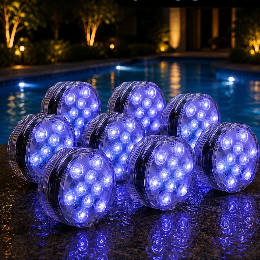 LED Submersible Pool Light RGB IP68 Remote Control - Suction Cup Mount
