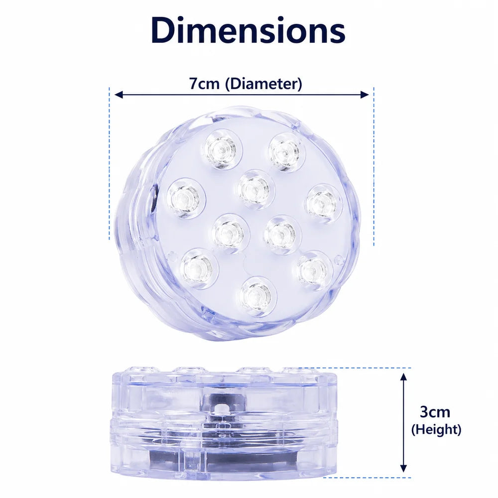 LED Submersible Pool Light RGB IP68 Remote Control - Suction Cup Mount