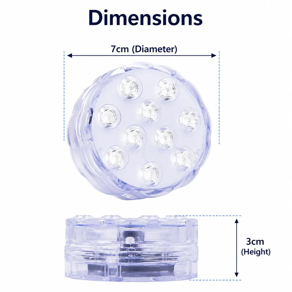 LED Submersible Pool Light RGB IP68 Remote Control - Suction Cup Mount