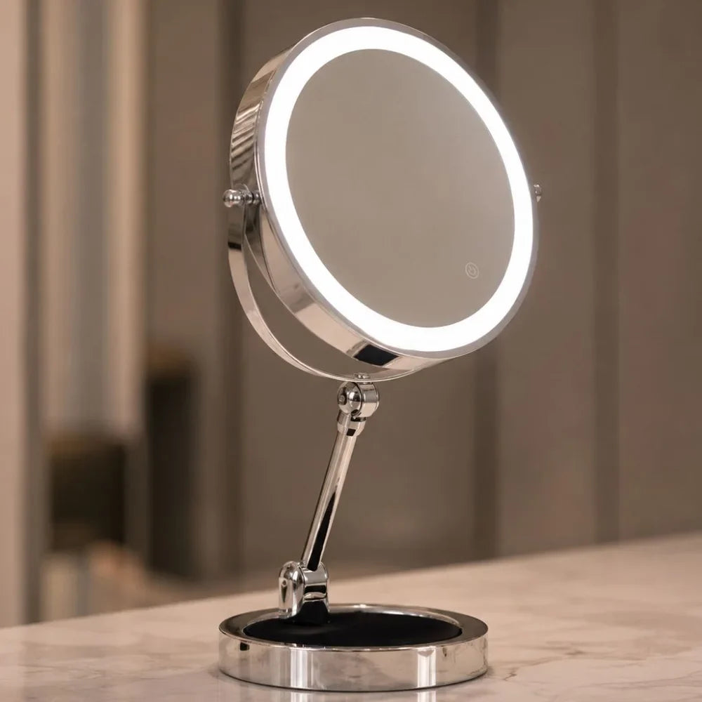 Lighted Tabletop Makeup Mirror 10x Magnifying - Touch Screen Light Control