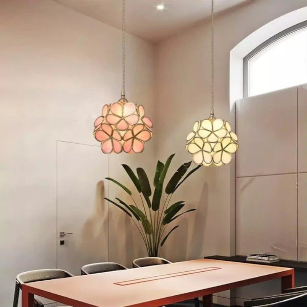 LotusGlow Vintage Glass Flower Pendant Light