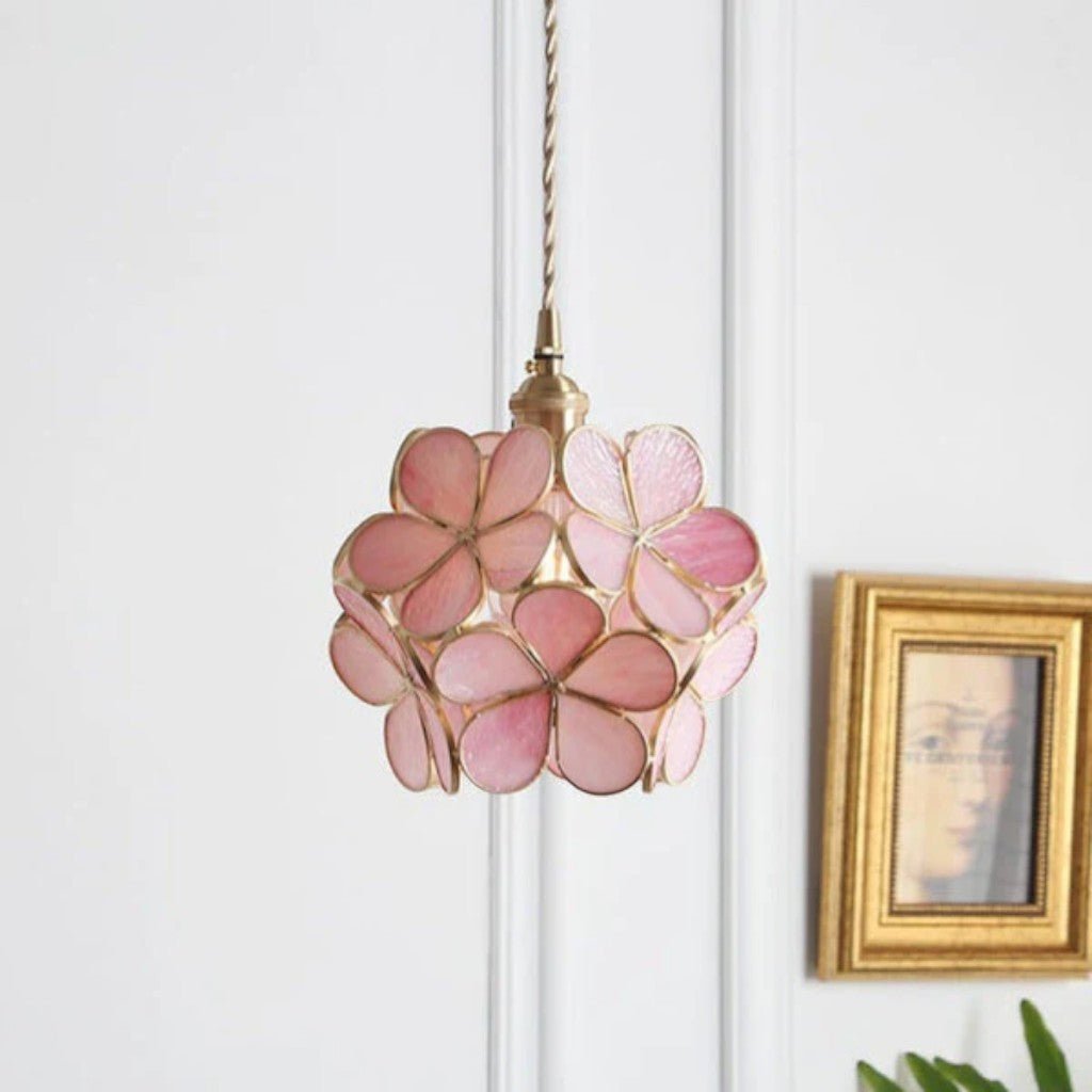 LotusGlow Vintage Glass Flower Pendant Light