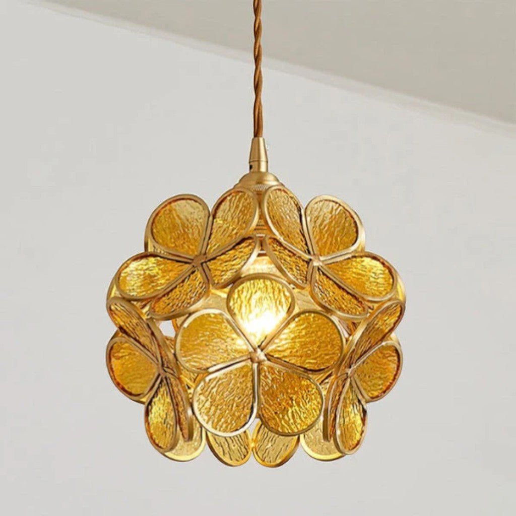 LotusGlow Vintage Glass Flower Pendant Light