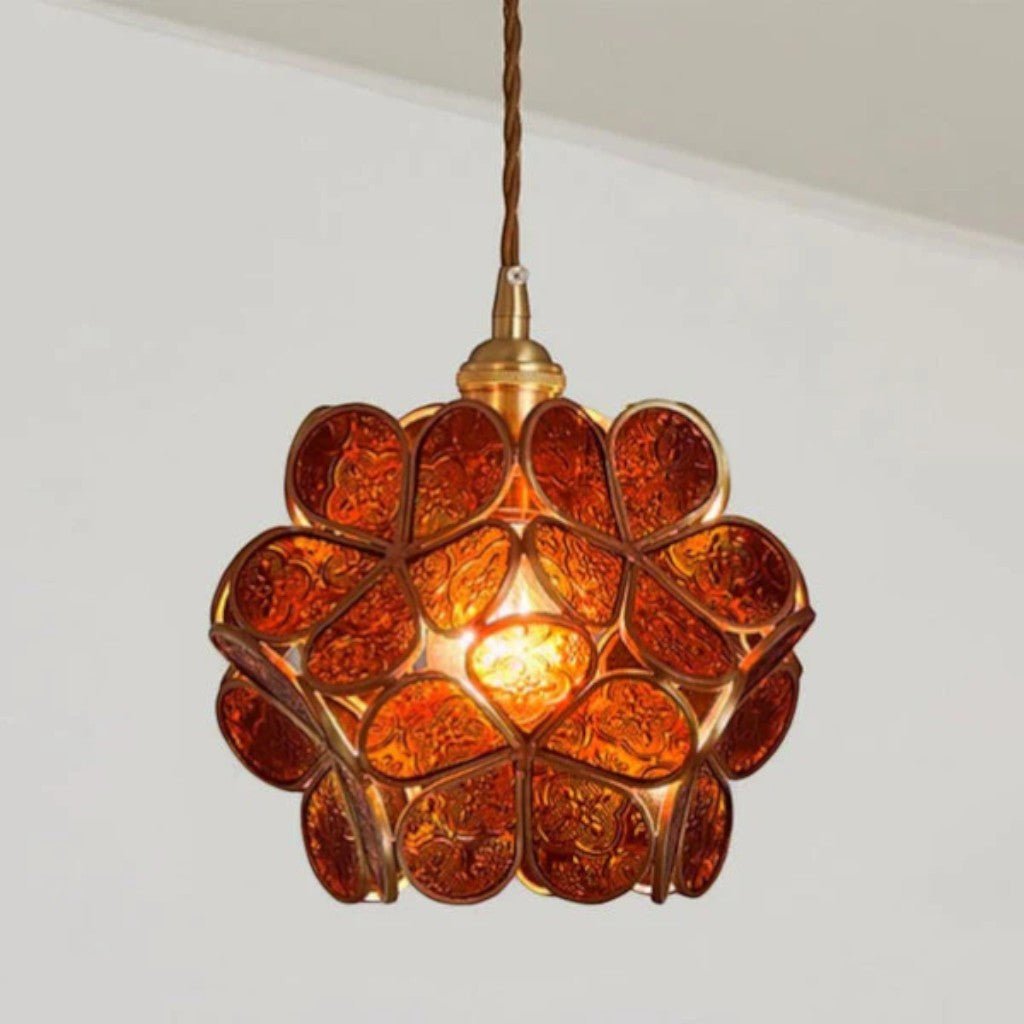 LotusGlow Vintage Glass Flower Pendant Light