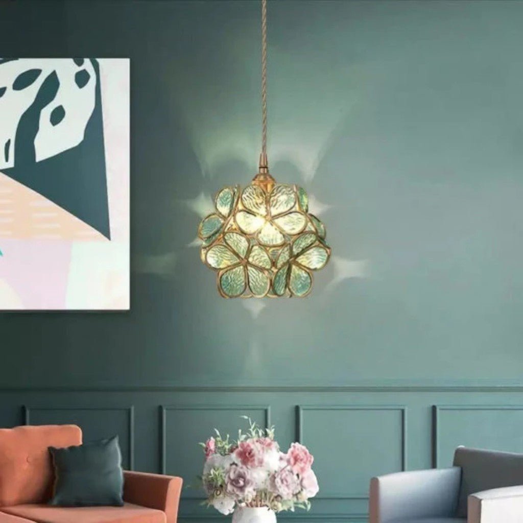 LotusGlow Vintage Glass Flower Pendant Light