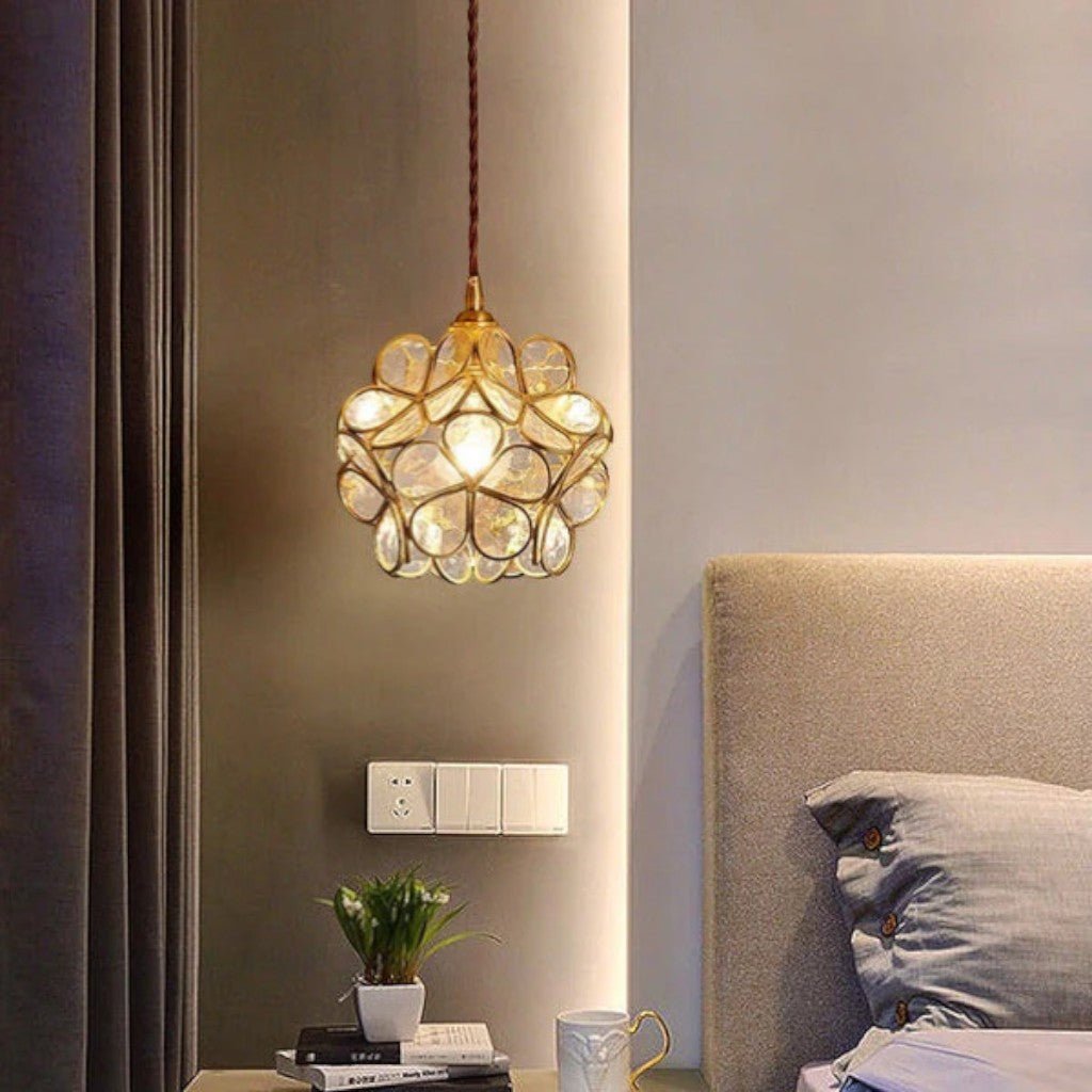 LotusGlow Vintage Glass Flower Pendant Light