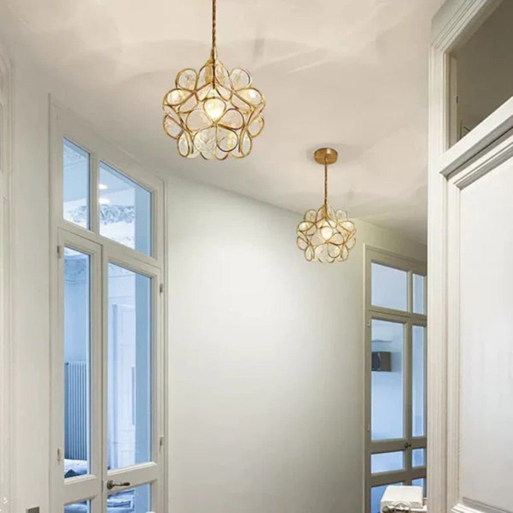 LotusGlow Vintage Glass Flower Pendant Light