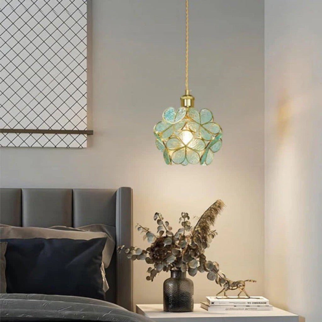 LotusGlow Vintage Glass Flower Pendant Light
