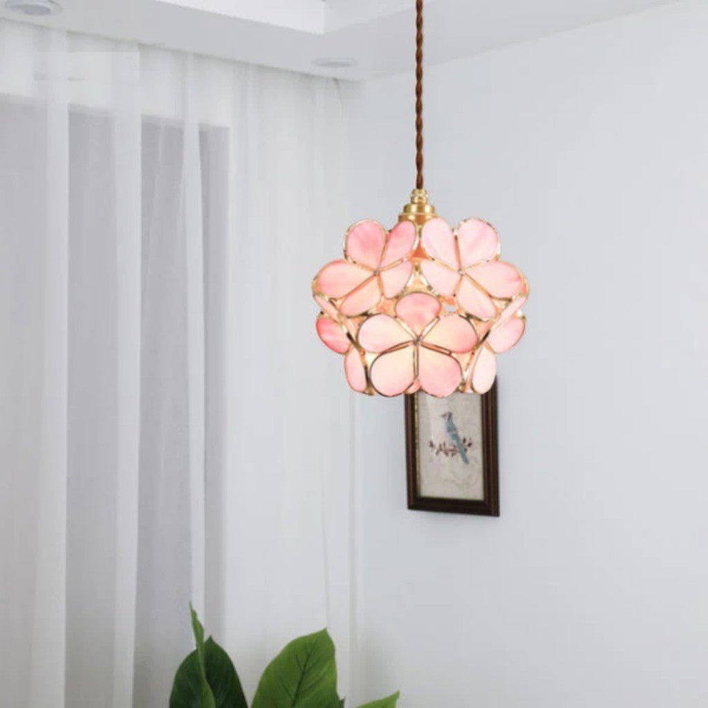 LotusGlow Vintage Glass Flower Pendant Light