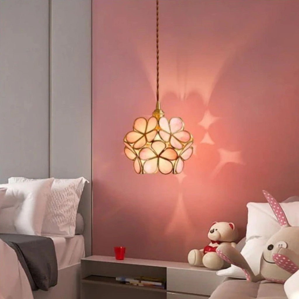 LotusGlow Vintage Glass Flower Pendant Light