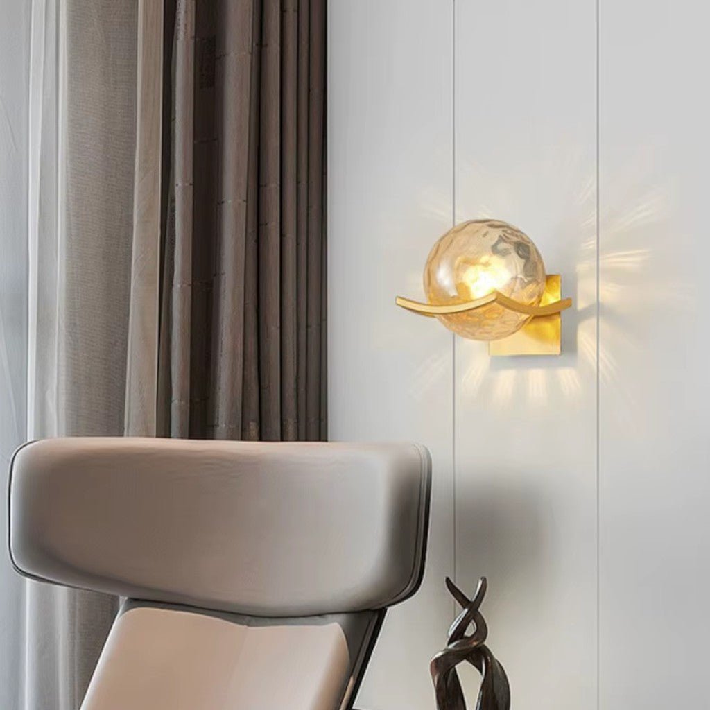 Lyra Glass Globe Wall Sconce with Gold Finish