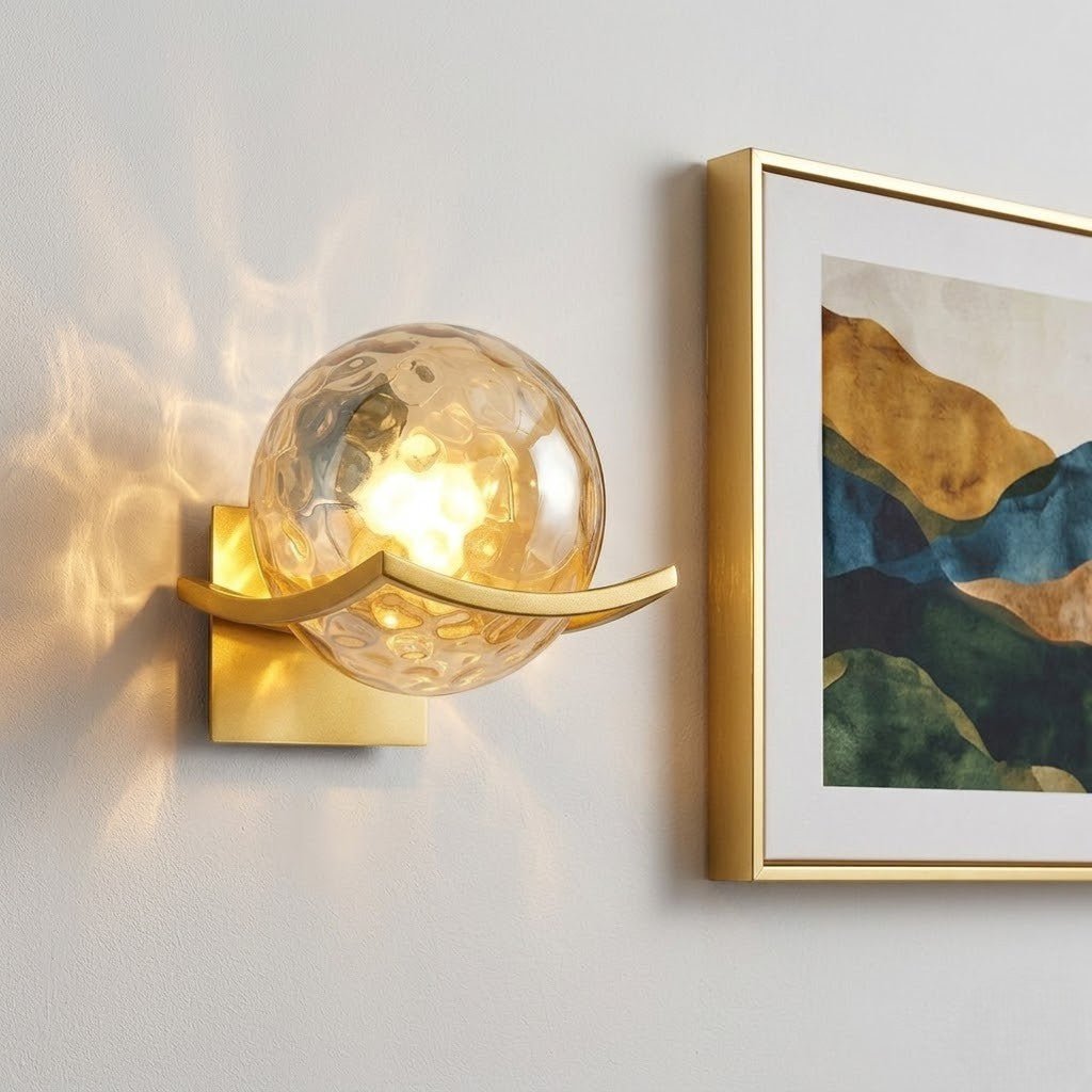 Lyra Glass Globe Wall Sconce with Gold Finish