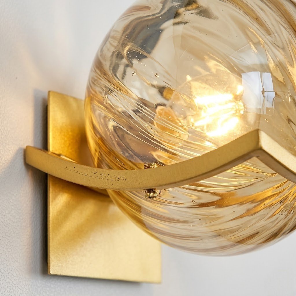 Lyra Glass Globe Wall Sconce with Gold Finish