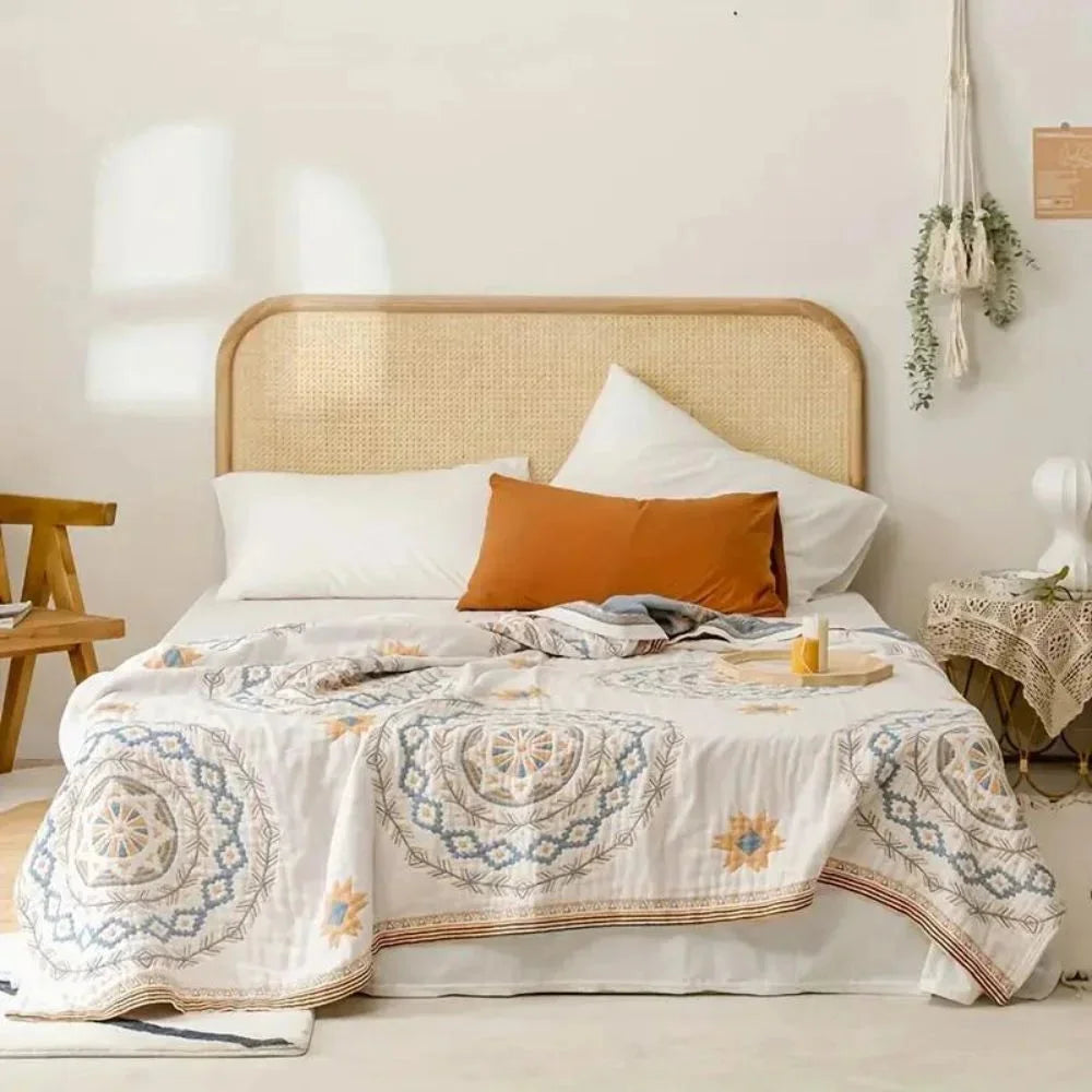 Mandala Cotton Throw Blanket – Boho Woven Design