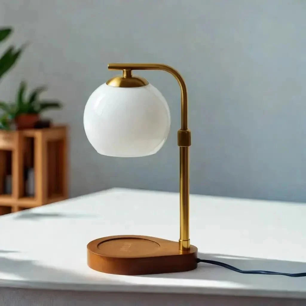 Metal and Wood Candle Warmer Lamp