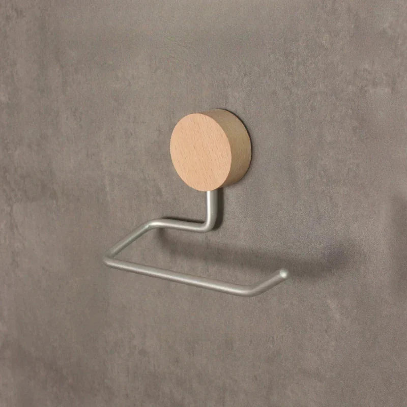 Metal Toilet Paper Holder with Wood Accents