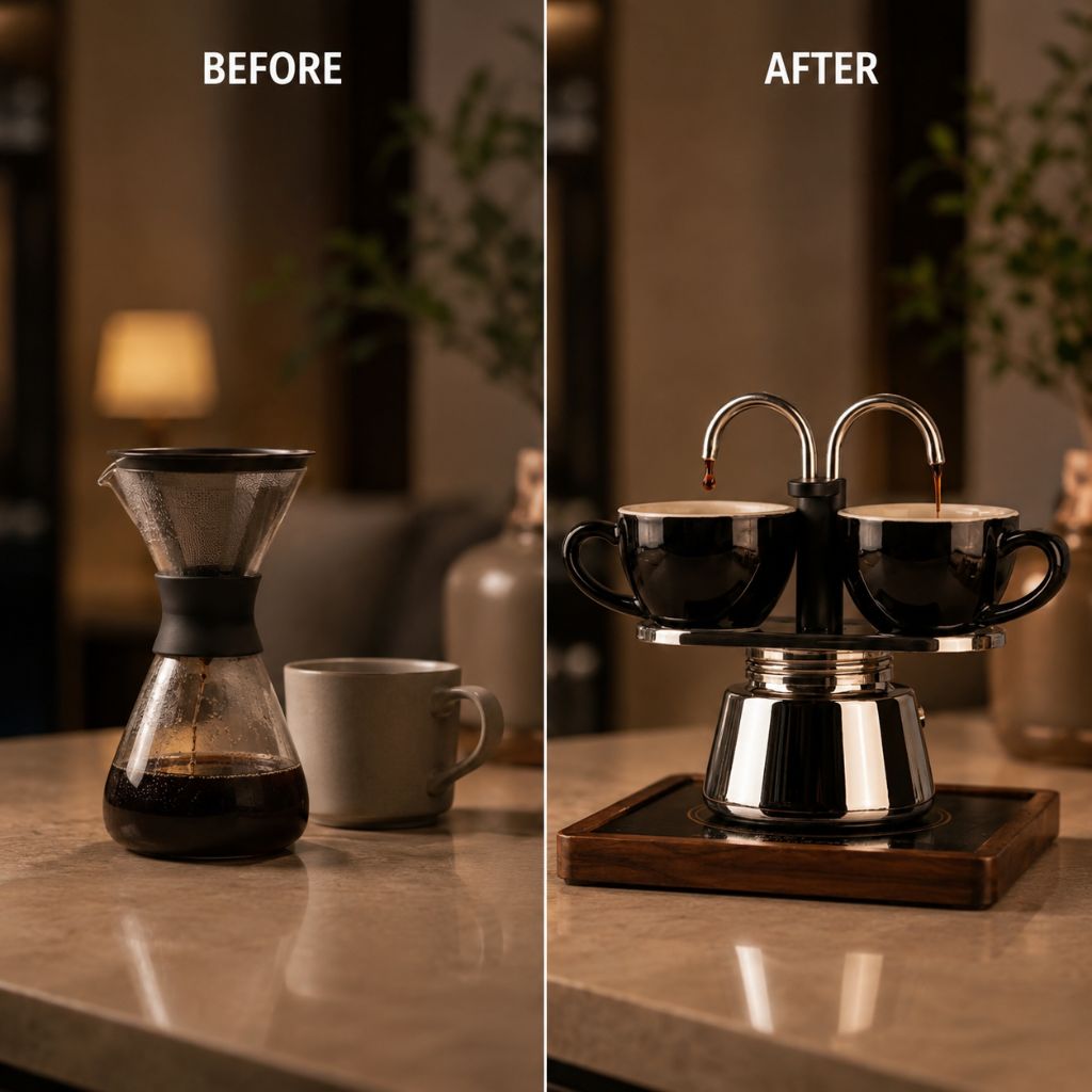 Mini Moka Pot Dual Spot Stainless Steel Espresso Maker - 2 Cup | 100ml