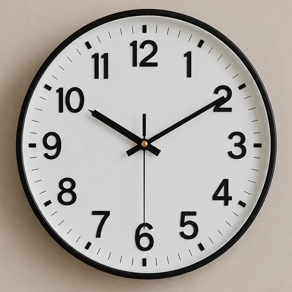 Minimalist White Nordic Wall Clock - Large 3D Arabic Numerals