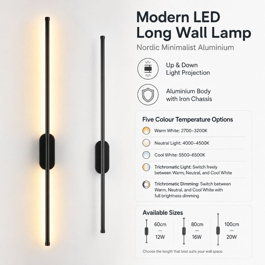 Modern LED Long Wall Lamp Nordic Minimalist Aluminium