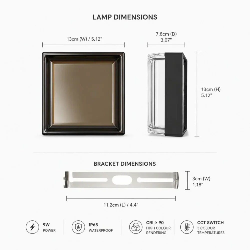 Modern LED Wall Lamp Square IP65 Indoor Outdoor Sconce