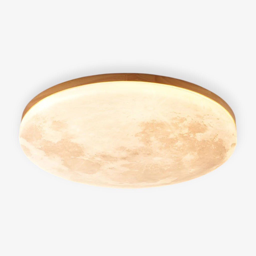 Modern Moon Ceiling Light with Wood Edge