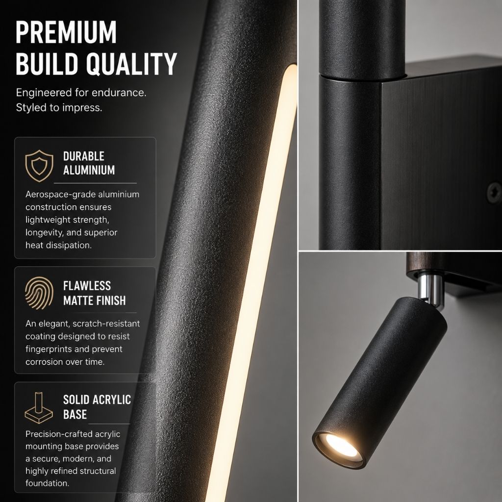 MoodLamp Bedside Wall Light with Adjustable Reading Spotlight