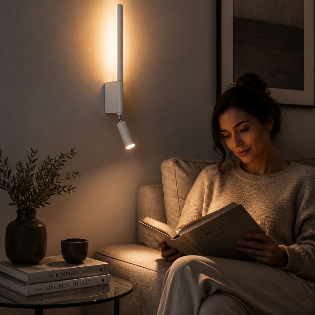 MoodLamp Bedside Wall Light with Adjustable Reading Spotlight