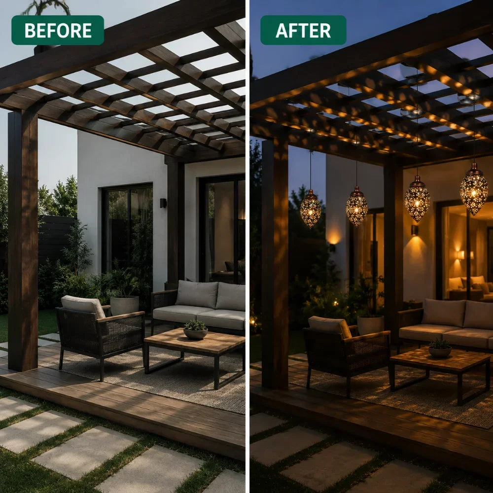 Moroccan Solar Hanging Light Outdoor Metal Lantern
