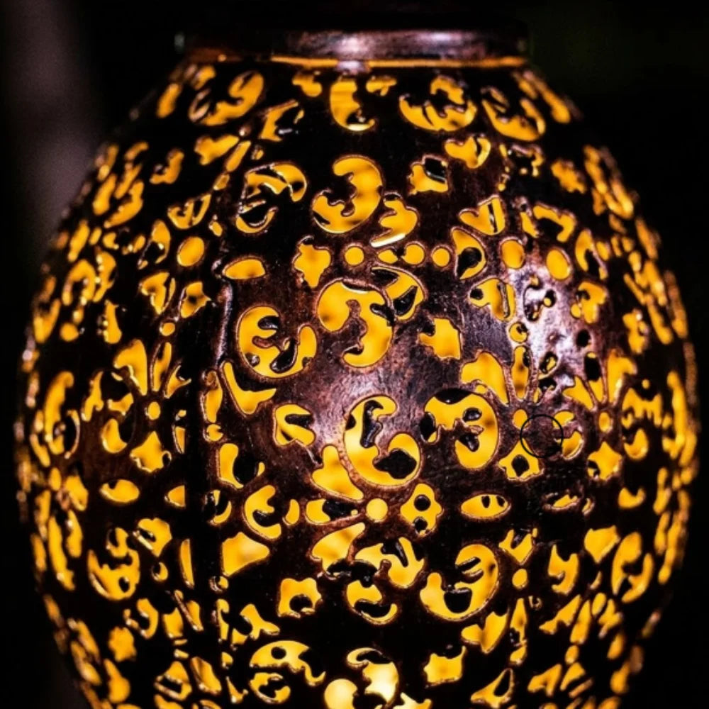 Moroccan Solar Hanging Light Outdoor Metal Lantern