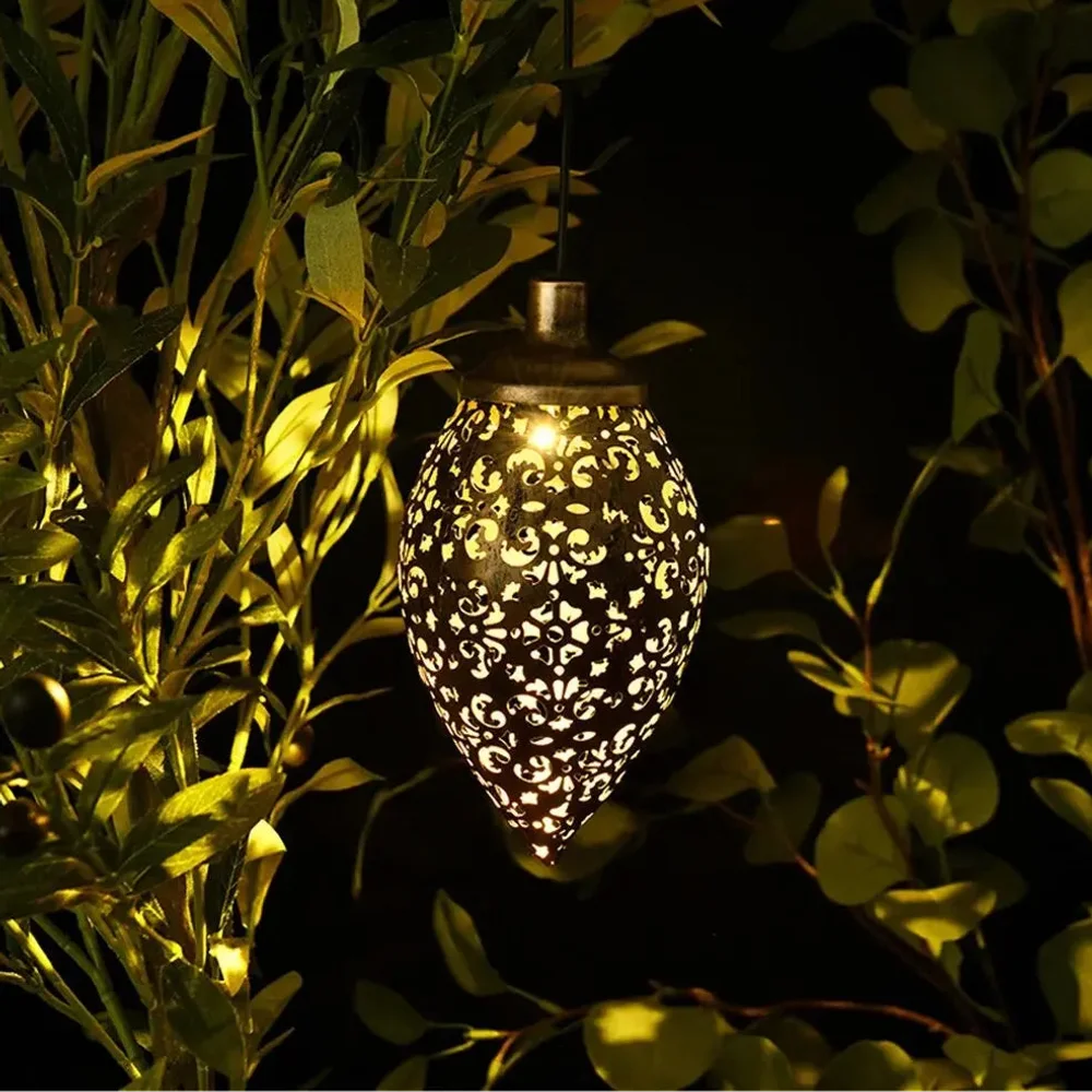Moroccan Solar Hanging Light Outdoor Metal Lantern