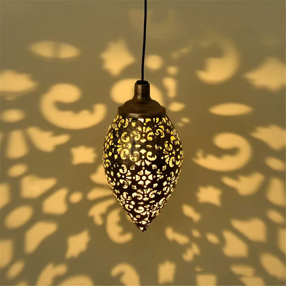 Moroccan Solar Hanging Light Outdoor Metal Lantern