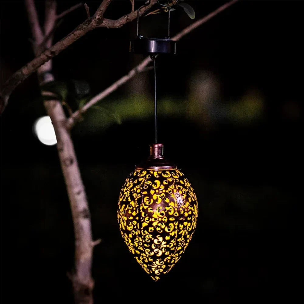 Moroccan Solar Hanging Light Outdoor Metal Lantern