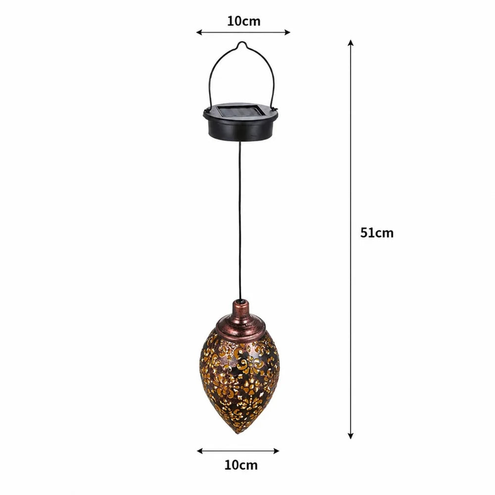 Moroccan Solar Hanging Light Outdoor Metal Lantern