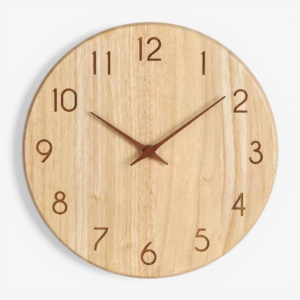 NatureDial Rustic Nordic Silent Wooden Wall Clock
