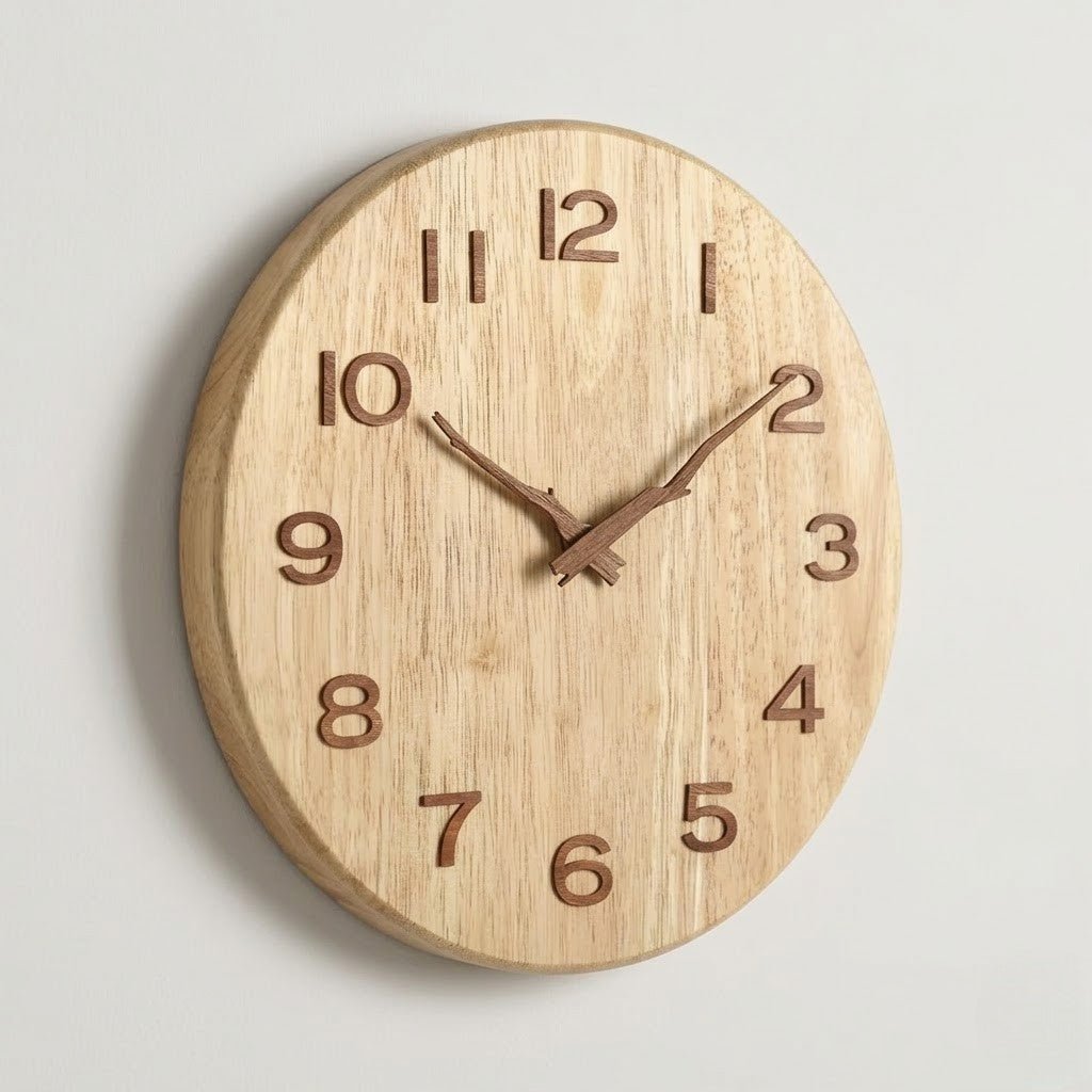 NatureDial Rustic Nordic Silent Wooden Wall Clock