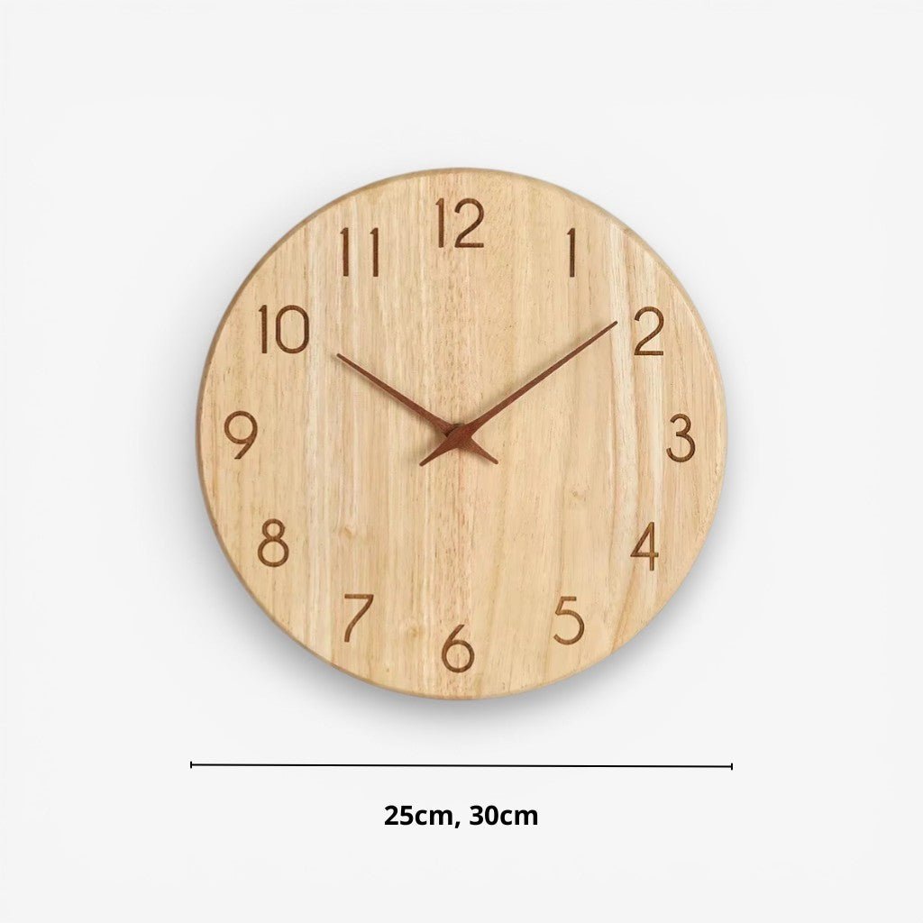 NatureDial Rustic Nordic Silent Wooden Wall Clock
