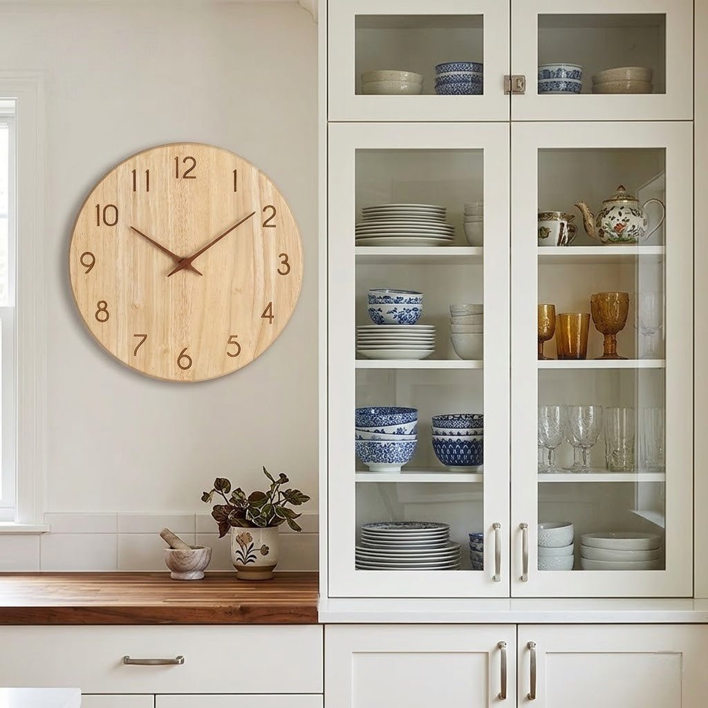 NatureDial Rustic Nordic Silent Wooden Wall Clock