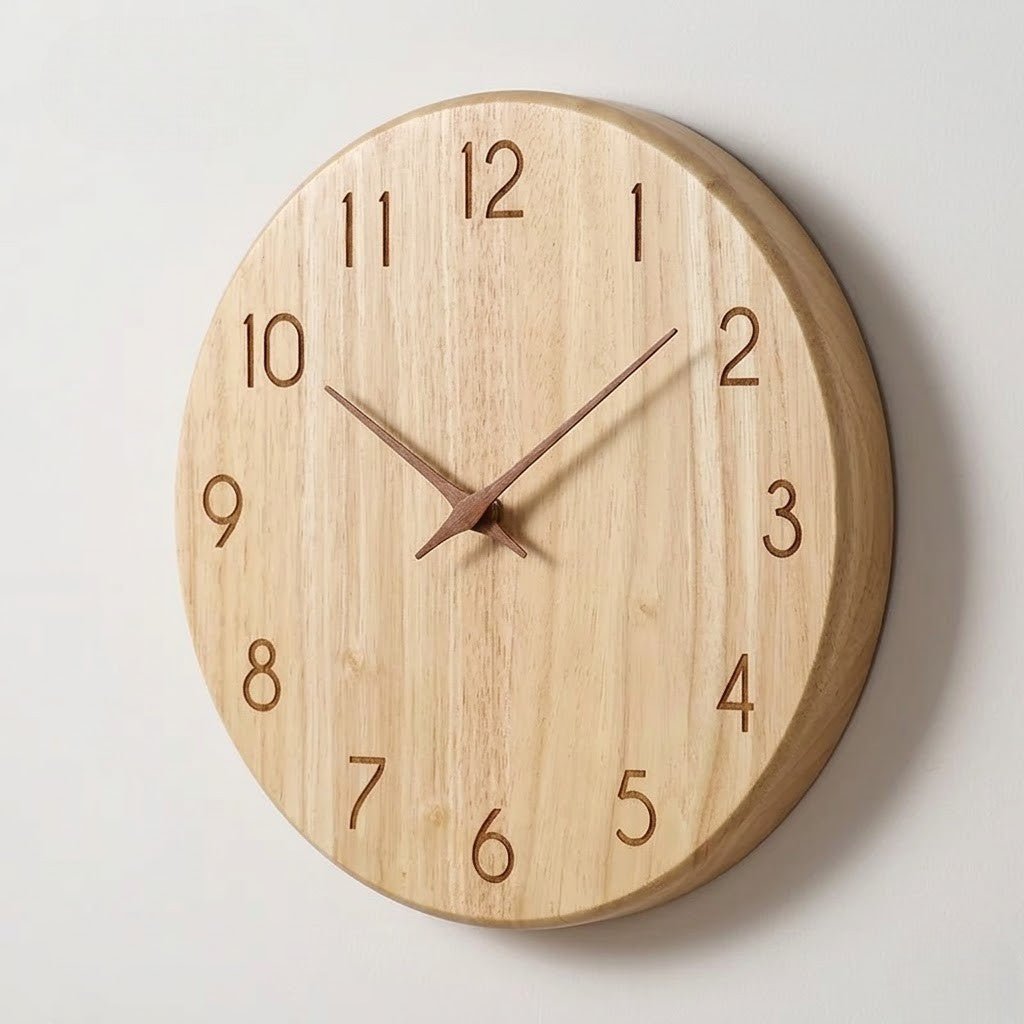 NatureDial Rustic Nordic Silent Wooden Wall Clock
